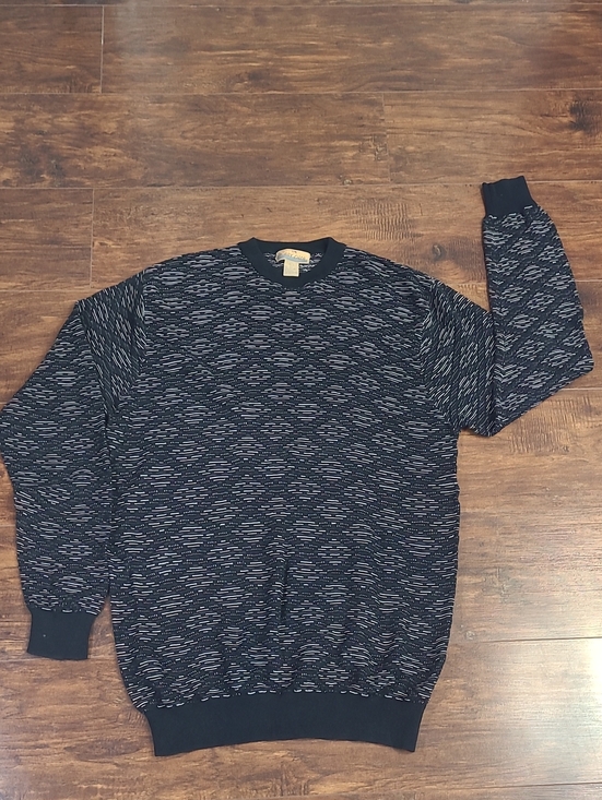 Bobby Chan Other - Bobby Chan Silk Cotton Men's Black & Gray Crewneck Sweater Size Large